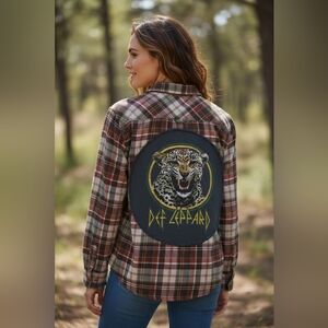Upcycled Def Leppard Flannel Shirt Unisex